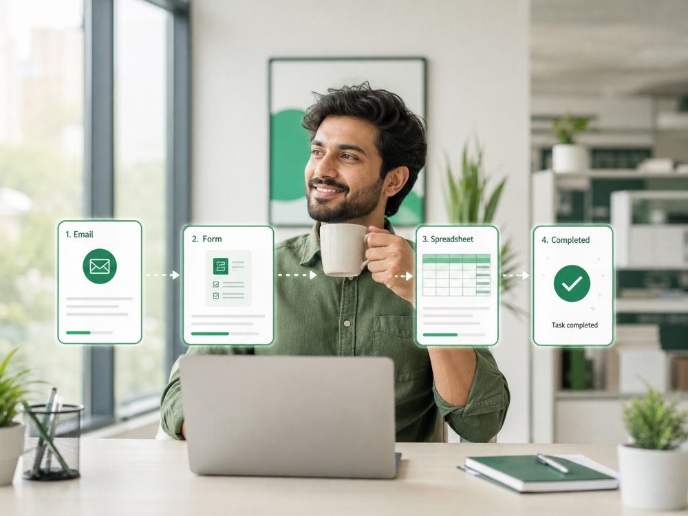An AI agent moving work from email to form and spreadsheet